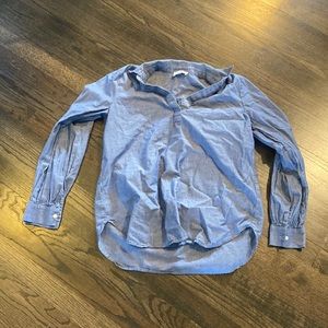 Loft Blue Denim Chambray Top Shirt Blouse Small S EUC